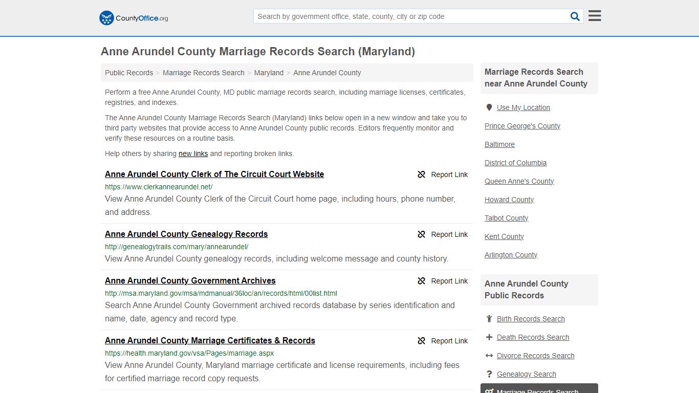 Anne Arundel County Marriage Records Search (Maryland) - County Office