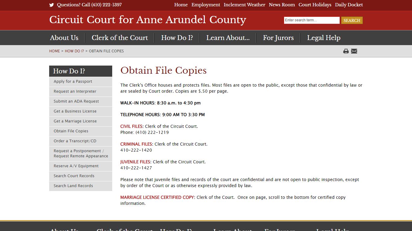 Obtain File Copies - Circuit Court